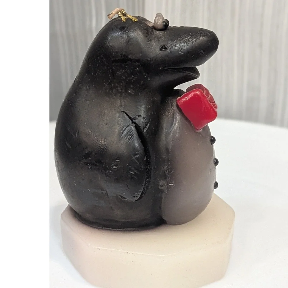 Northern Lights Vtg Wax Candle Penguin Figurine Red Bow Tie Handcrafted USA 3.5